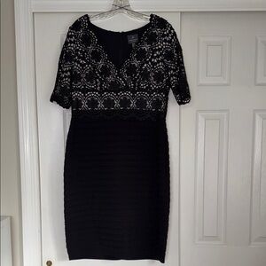 Adrianna Papell Black Lace Midi Dress